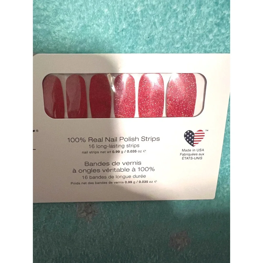 Color Street Cran-tastic FMG172 Real Nail Polish Strips Red Glitter 16 Count